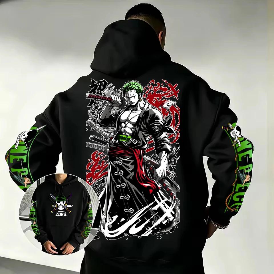 Roronoa Zoro Anime Grafická oboustranná mikina s potiskem rukávů Pánská