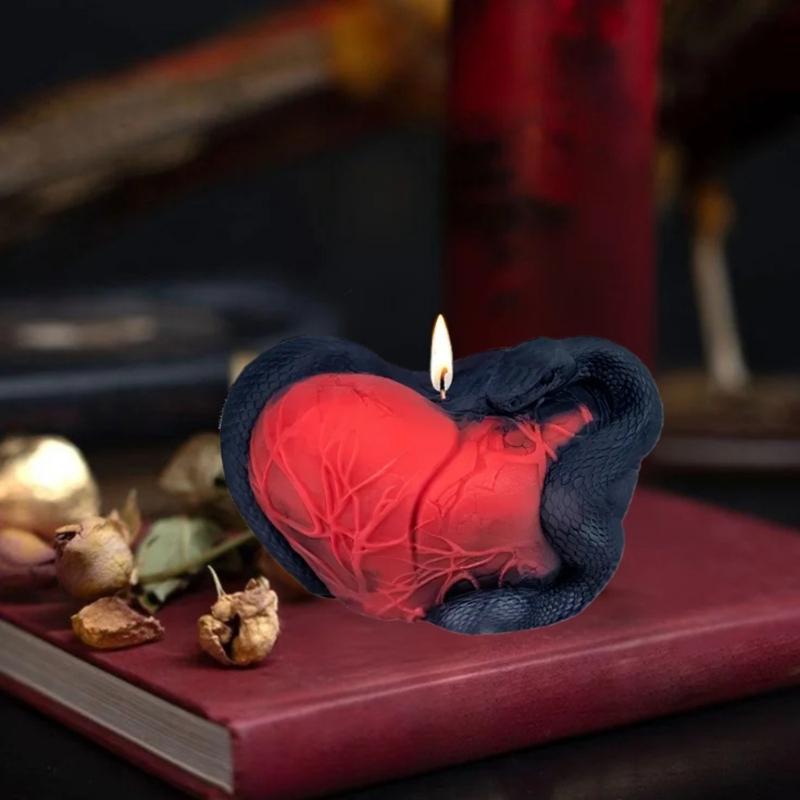 3D Snake Heart Candle Mould Silicone Molds Crafting Supplies Castings Molds Handmade Plasters Molds Easy Release