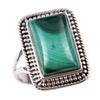 Natural Malachite Gemstone 925 Solid Sterling Silver Jewelry Ring Size 7 f9W35