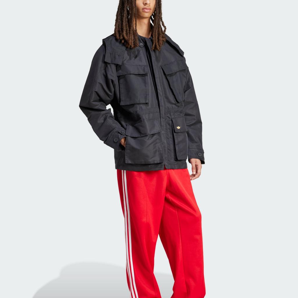 Adidas Originals Premium Jacket Multi-Pocket Sports Hooded Jacket Men Jacket Black IZ3182