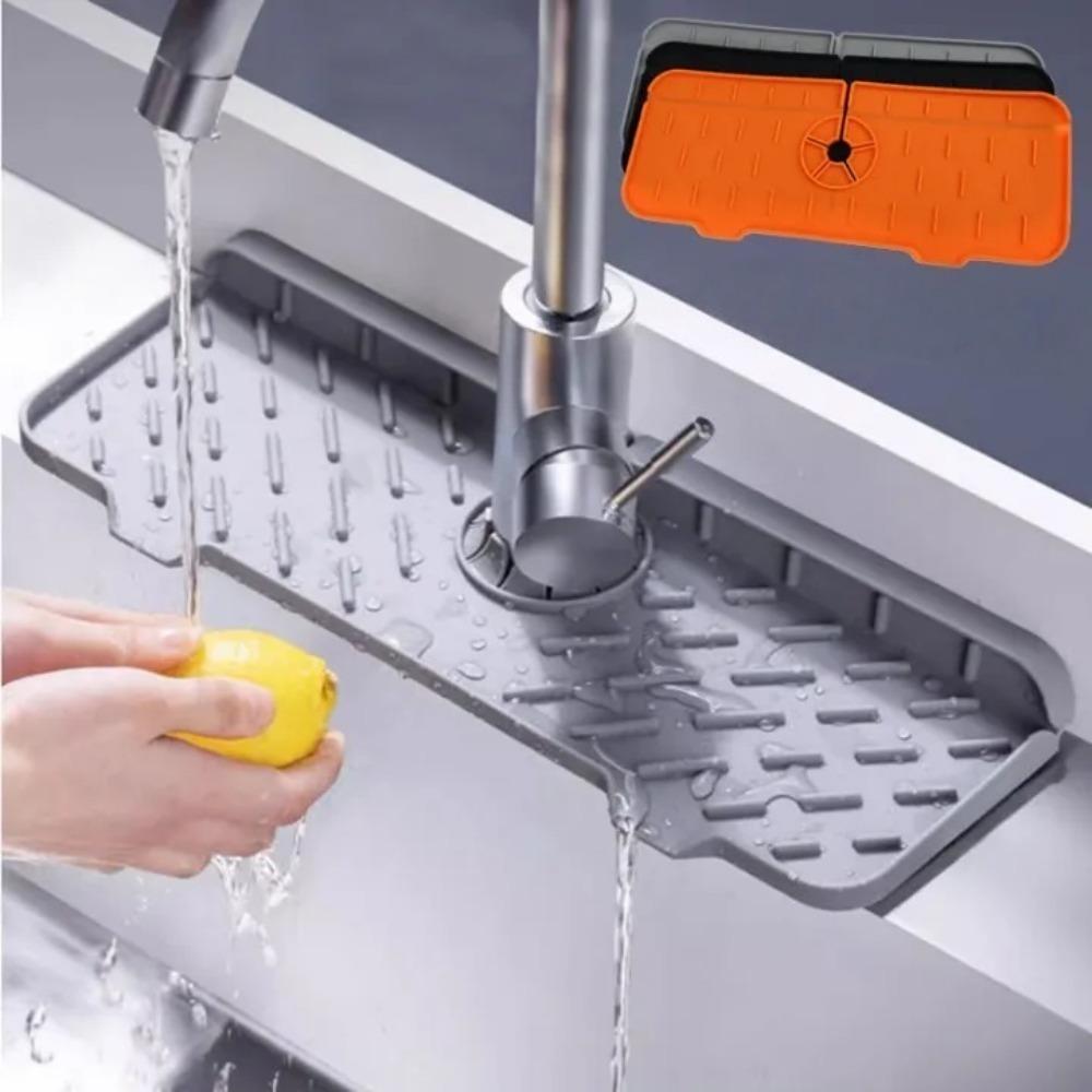 Reusable Kitchen Silicone Sink Faucet Mat Splash-proof Guard Countertop Protection Rubber Drying Pad Tray Kitchen Accessories