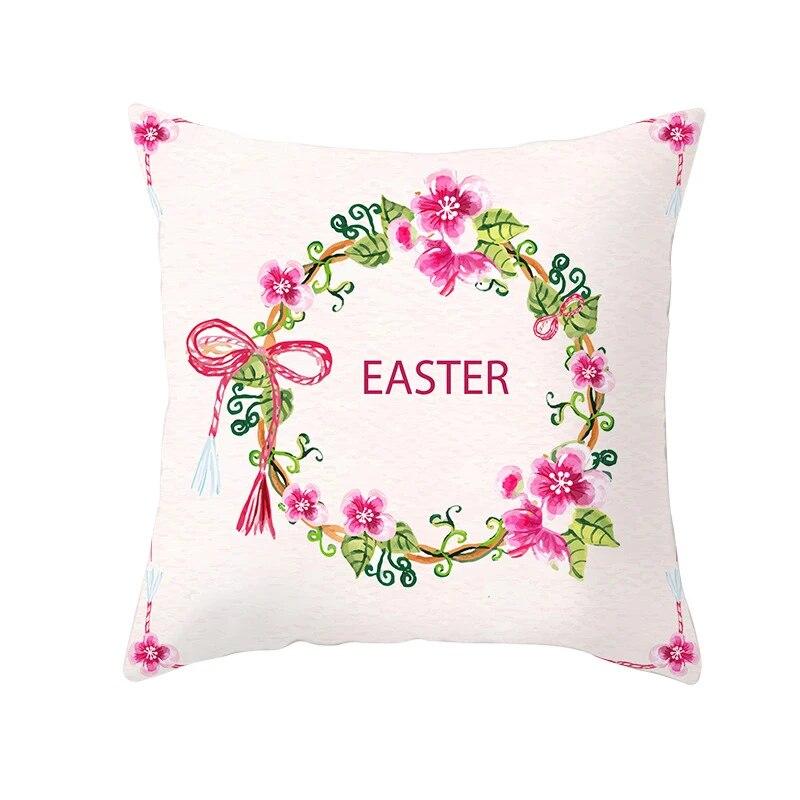 Easter Decorative Pillowcase Cartoon Rabbit Pillowcase Egg Print Cushion Cover Living Room Sofa Cushion Cover Home Decoration