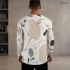 Men Plus Size Round Neck Long Sleeve Abstract Printed Casual Pullover T Shirt