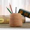 Autumn Rattan Weave Desktop Organizer: Pen Holder & Makeup Storage Box