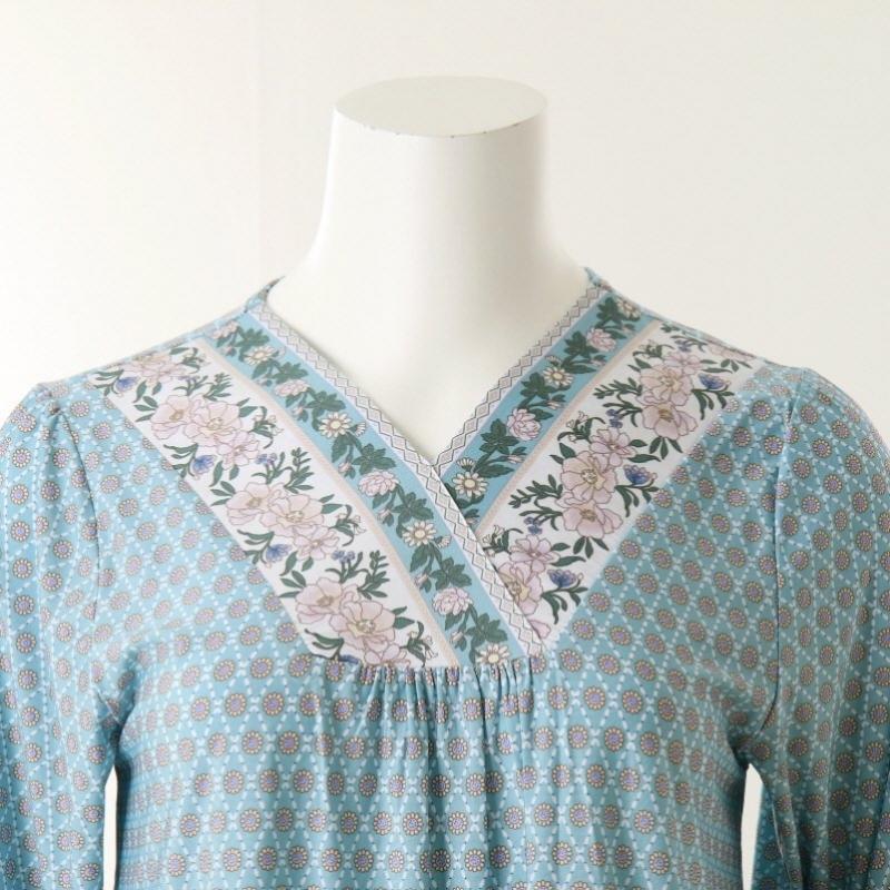 Wrinkle Free Border Floral Print Polyspan Dress Vev3922l
