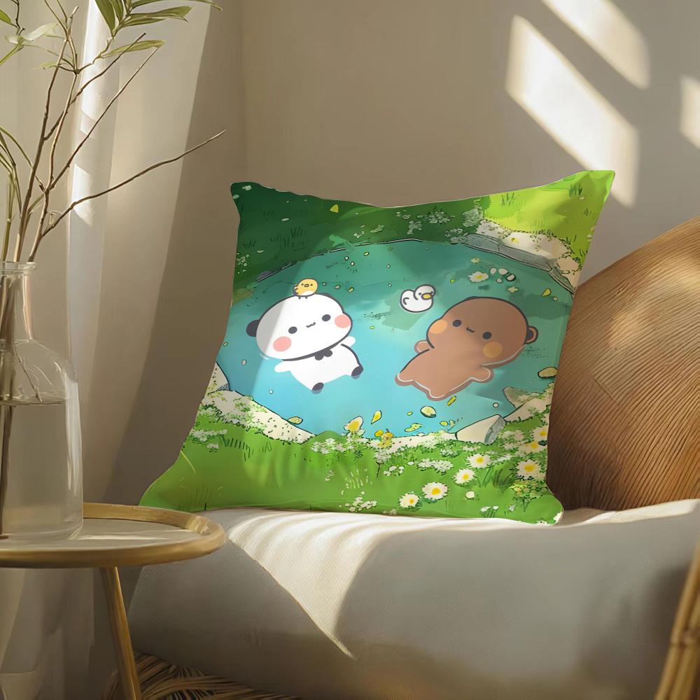 Popular Cartoon Bubu  Dudu Cute 4 Cushion Cover Silky elegant Comfort Sofa Bed Invisible zipper Beach pillowcase