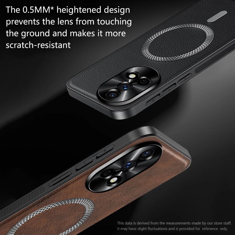 Luxury PU Leather Case For Huawei Nova 12 Ultra 12 11 10 9 8 7 Pro Magsafe Magnetic Metal Ring Lens Protection Shockproof Cover