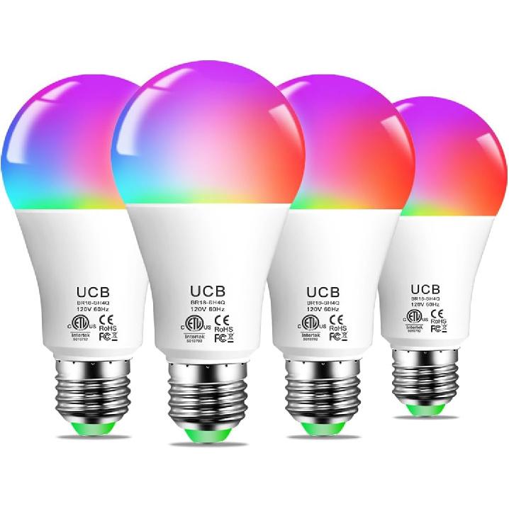 UCB Smart Light Bulbs 130W Equivalent, Color Changing Light Bulb, Work with Alexa Only, 16 Million Colors RGBWW, Music Sync, DIY Flash,1300LM A19 E26