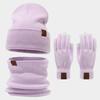Snowflake Pattern Wool Hat Scarf Gloves Bundle For Cold Weather Fashion