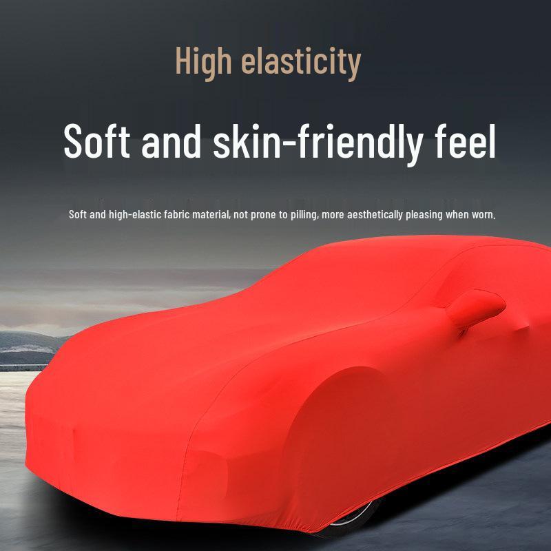 Housse de voiture universelle en tissu rouge extensible pour Salon Auto Show Dévoilement