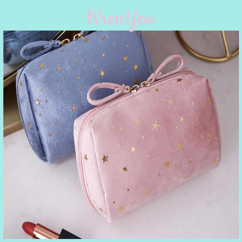 Luxurious Flannel Starry Clutch Makeup Bag For Travel And Cosmetic Storage
