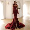 2023 European & American Style Women's Solid Color Fishtail Bandeau Evening Dress