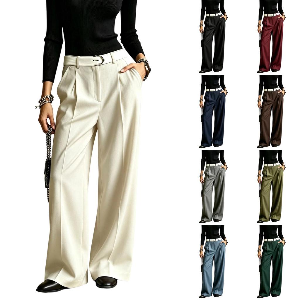 Women's Casual Color Loose Fit Wide Leg Pants for Everyday Wear