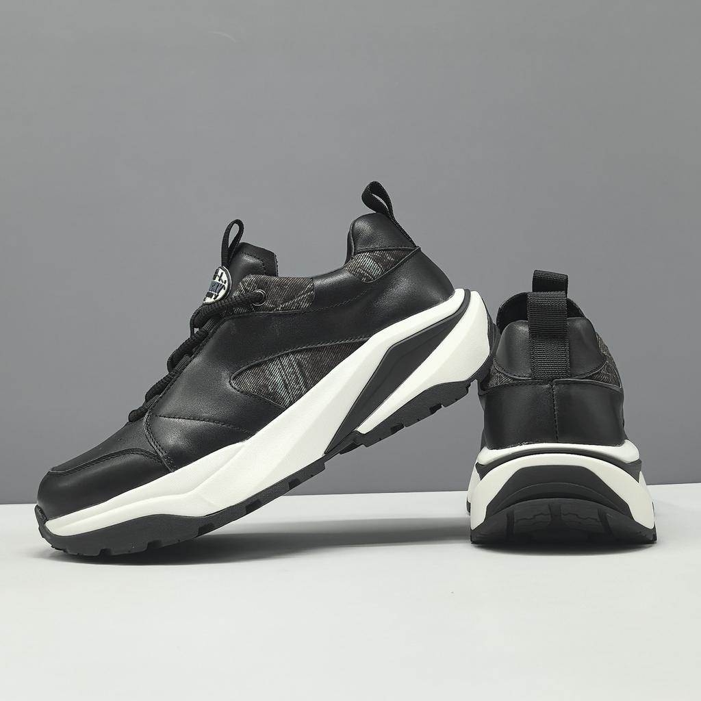Raw Leather Sneakers Trendy Shoes Leather Casual Heightening Shoes