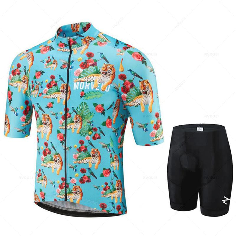Morvelo-Radtrikot-Set für Herren, Anti-UV-MTB-Fahrradset, Fahrradanzug, Pro-Team-Rennuniform, Ciclismo-Kleidung, Sommer, 2024