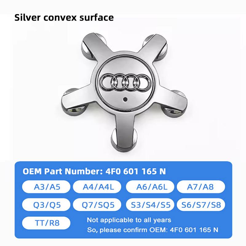 4Pcs Car Hub Caps Rim Center Cover Wheel Tire Accessories For 4fkcn A7 A6 A3 A5 A4 A8 Q5 S3 S6 TT Q3 SQ5 Q7 R8 S7 S5 S4 S8 fkcn4