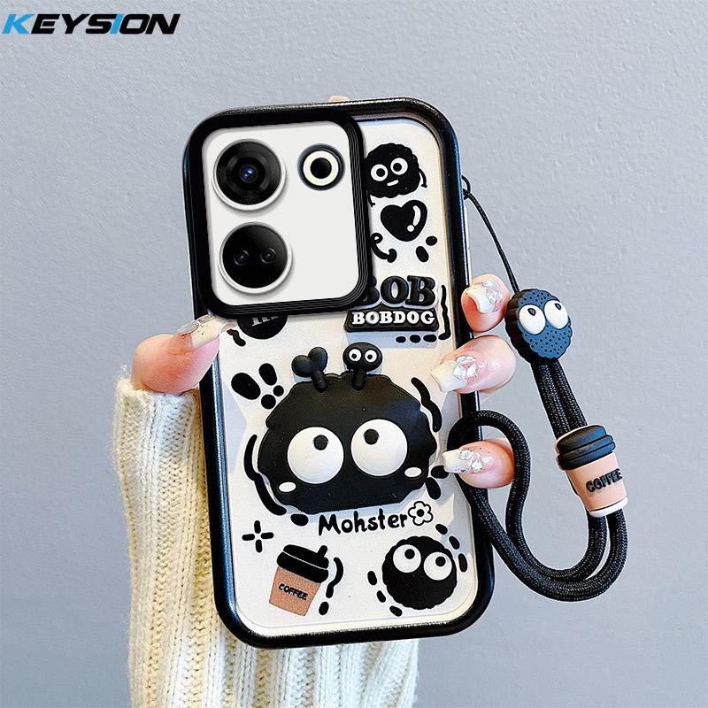 

Противоударный чехол KEYSION для TECNO Camon 20 Pro 4G со шнурком, силиконовый чехол для телефона с милой 3D-мультяшной куклой для TECNO Camon 20 for Camon 20 4G