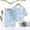 Summer Kids Cotton Silk Pajamas Thin Home Wear Set Boys Girls Cute Pattern Outdoor Wear