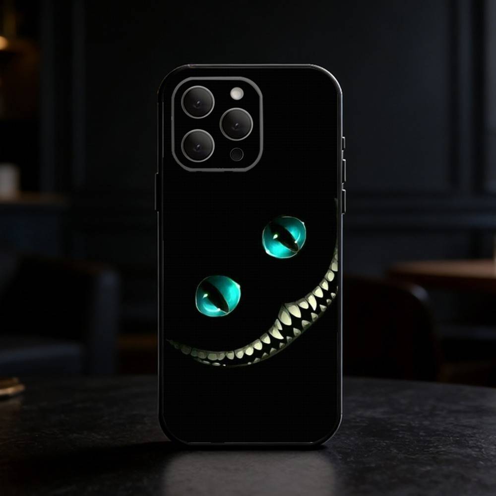

C-Cheshire Cat Cool Eye Alice Phone Case For iPhone 17,16,15,14,13,12,11 Plus,Pro,Max,Mini Silicone black Soft Cover iPhone16