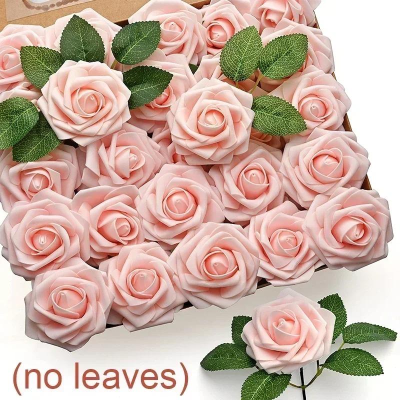 5/10/20/30/50Pcs Artificial Rose Flowers Foam Fake Rose Heads With Stems For DIY Wedding Bouquets Home Party Decoration Supplies