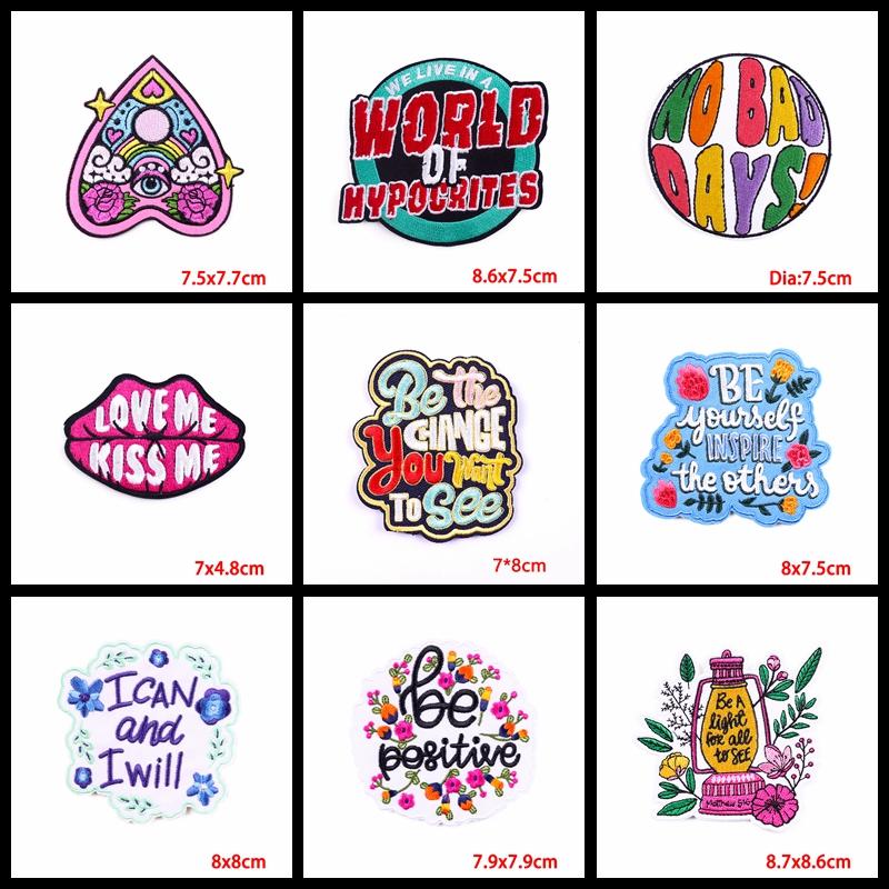 Prajna 10PCS Wholesale Letter Flower Patch Iron On Embroidered Patches For Clothing Cartoon Letter Pathes On Clothes Swing DIY