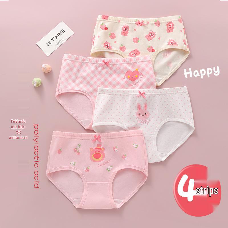 Lot de 4 culottes en coton pour filles - Confortables, respirantes, antibactériennes, pour enfants de taille moyenne à grande