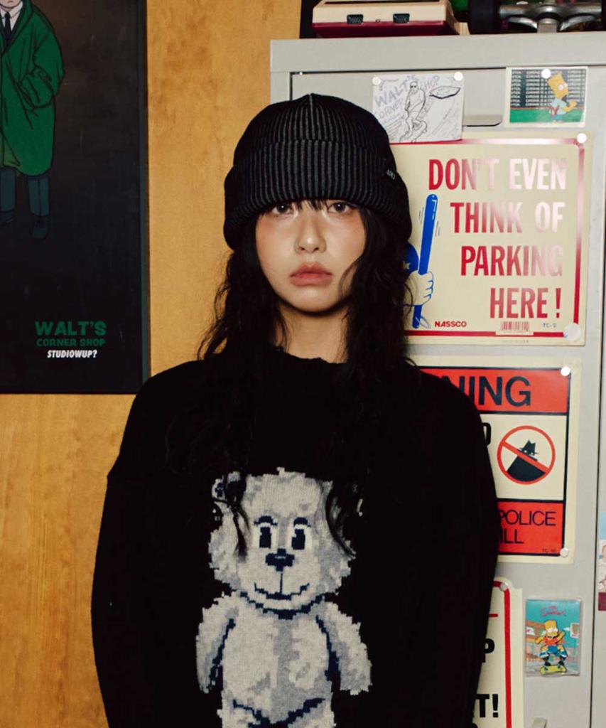 ACME DE LA VIE Two Tone Label Point Beanie (3Color)