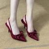 Fashion Women's Stiletto Baotou Sandals Spring New Pointed Head Shallow Mouth Butterfly Knot Anti-slip Wear-resistant High Heels