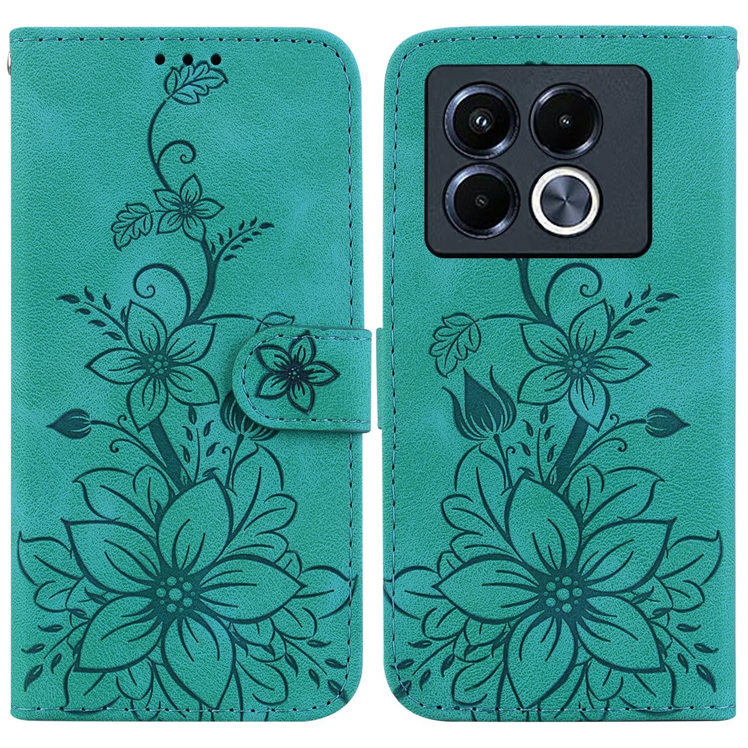 

For Infinix Note 40 5G Case Lily Flower Imprint Leather Phone Cover with Stand A