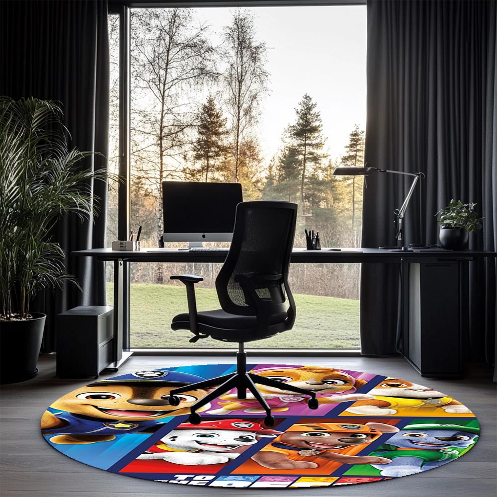 PAW Patrol Printed Round Rug Carpet Chair Rug Area Rug Entryway Doormats,for Office Chair Living Room Bedroom Kitchen Room.