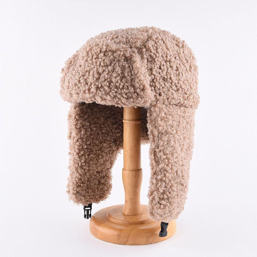 Thickened Plush Hat Winter Warm Ear Protection Cute Lei Feng Hat  for Outdoor Riding
