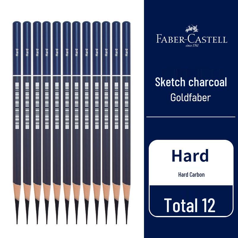 Faber-Castell Extra Soft, Medium, and Hard Charcoal Sketching Pencils for Art Students