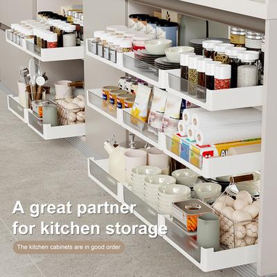 Boîte de Rangement Organisateur d'Armoire Coulissant Forte Portance Facile à Installer Cuisine Robuste Tiroir Coulissant Plateau de Rangement