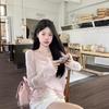 Spring 2024 Pink Knit Open Back Tie-Up Sweater: Effortlessly Sexy and Stylish Cover-Up for Women