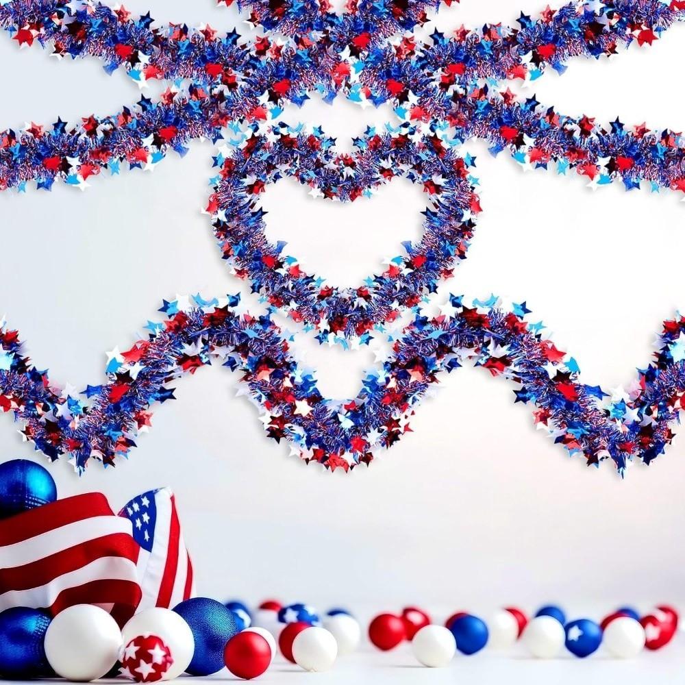 Twist Garland Patriotic Glitter Garland Pentagram Color Bars Red White Blue Colors Red White Blue Garland Glitter Decor