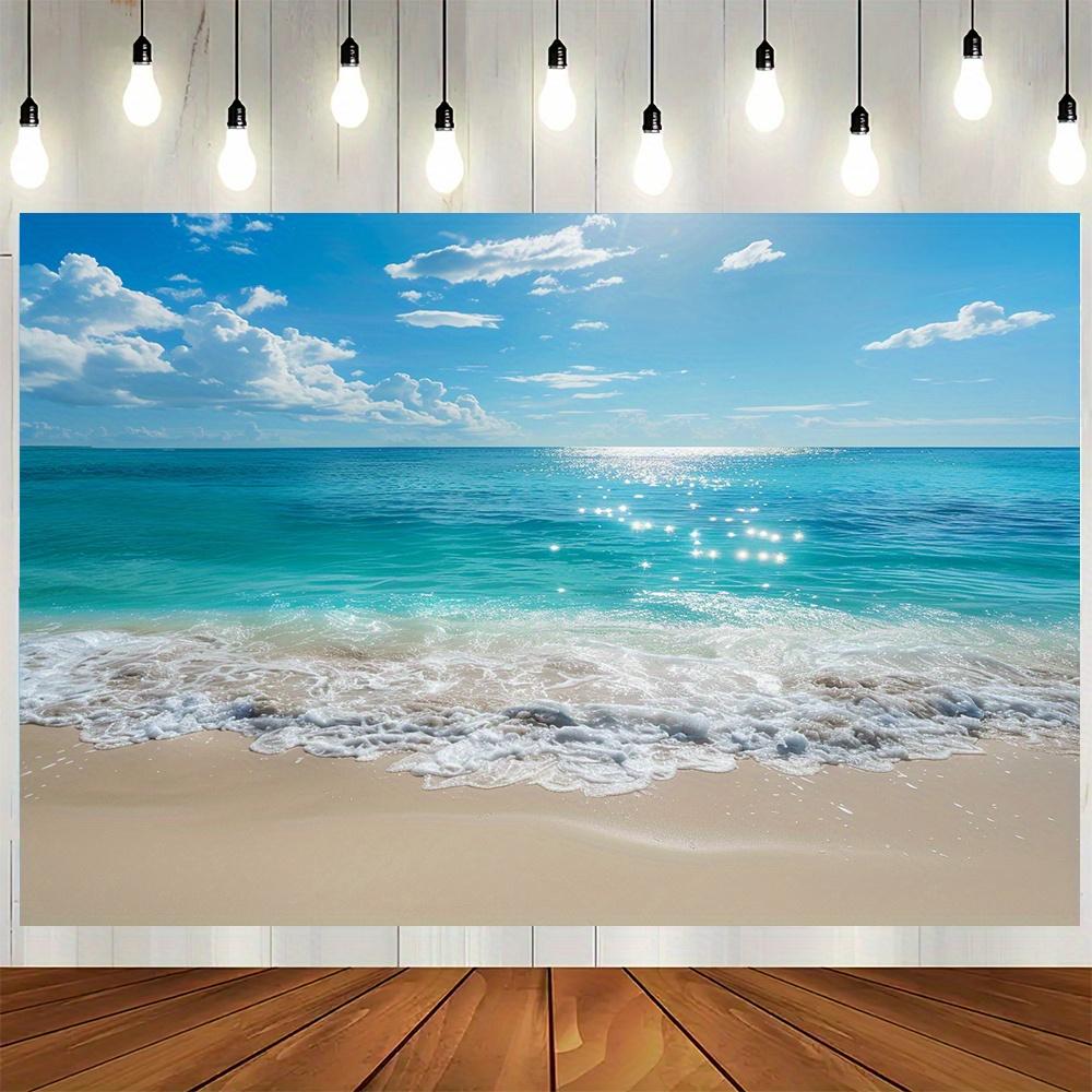 1pc Tropical Beach Party Banner, 90.5/118.1in Lightweight Photo Backdrop, Ocean Sky Sea Design for Indoor Outdoor Summer Event