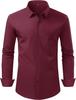 Camisa Social Masculina de Manga Longa Elástica Não Amassa - Cor Sólida