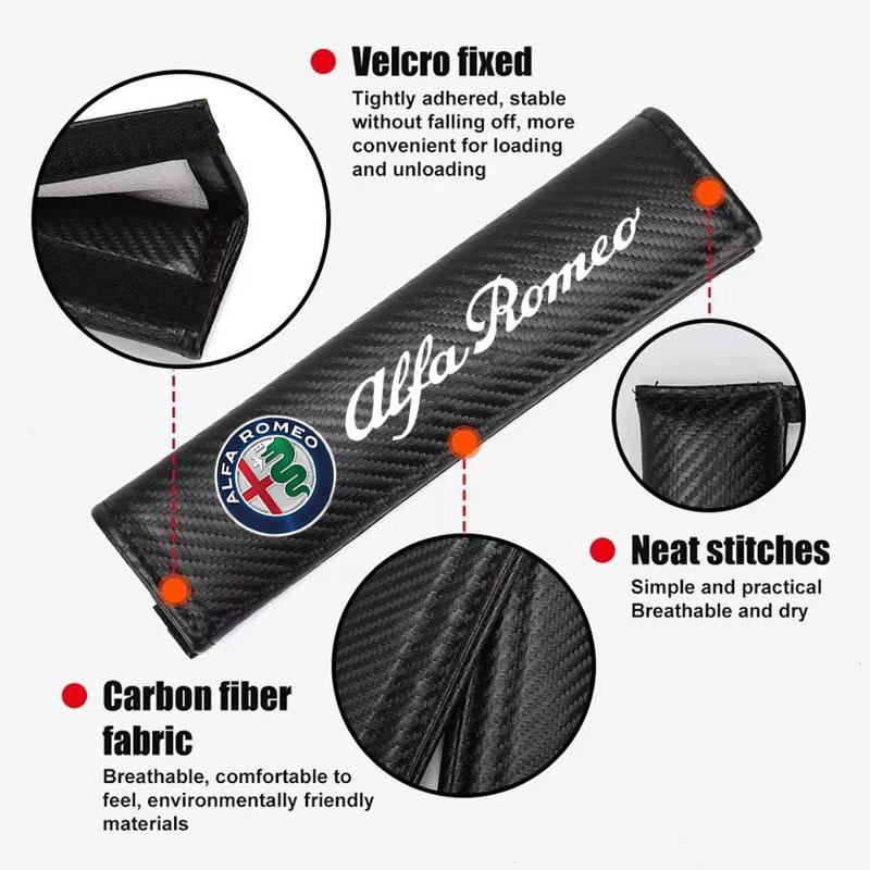 Car Seat Belt Shoulder Pad Comfort Safety Belt Protective Cover For Alfa Romeo Giulietta 159 Mito Giulia Stelvio 147 Accessories