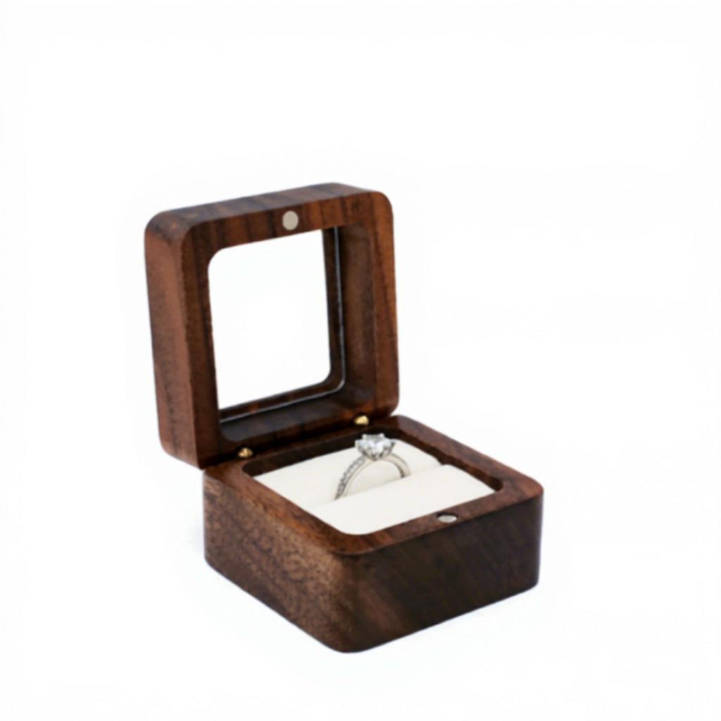 Black Walnut Solid Wood Ring Box Retro Style Luxury Exquisite Portable Storage for Necklaces Earrings Bracelets Oval Shape