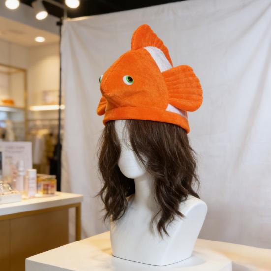 Adults Animal Hat Plush Clown Fish Hat, Halloween Clownfish Costume for Kids Adults, Cosplay Headwear Stage Performance Dress-up Party