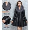 Big Fur Collar Autumn and Winter Leather Jacket Women's Fleece Thickened Long 20 New Slim and Thin Waist Jacket