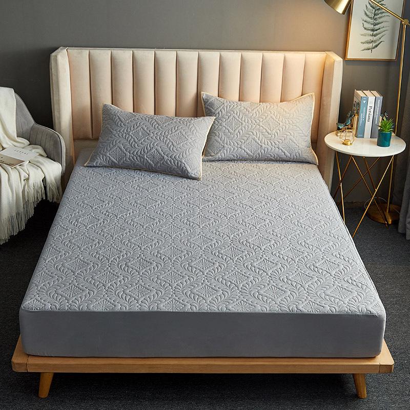 Solid Color Quilted Waterproof Bed Sheet - Thick Brushed Simmons Protective Cover for Home Use