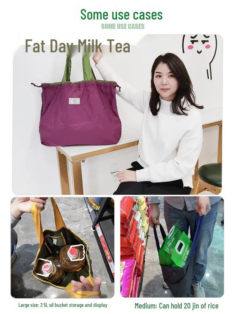 Waterdichte Opvouwbare Boodschappentas - Grote Capaciteit, Milieuvriendelijke Tas met Trekkoord