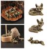 Metal Foxes Sculpture Antique Animal Miniature Statue Desk Ornament for Study Office Home Decoration Cultural Gift