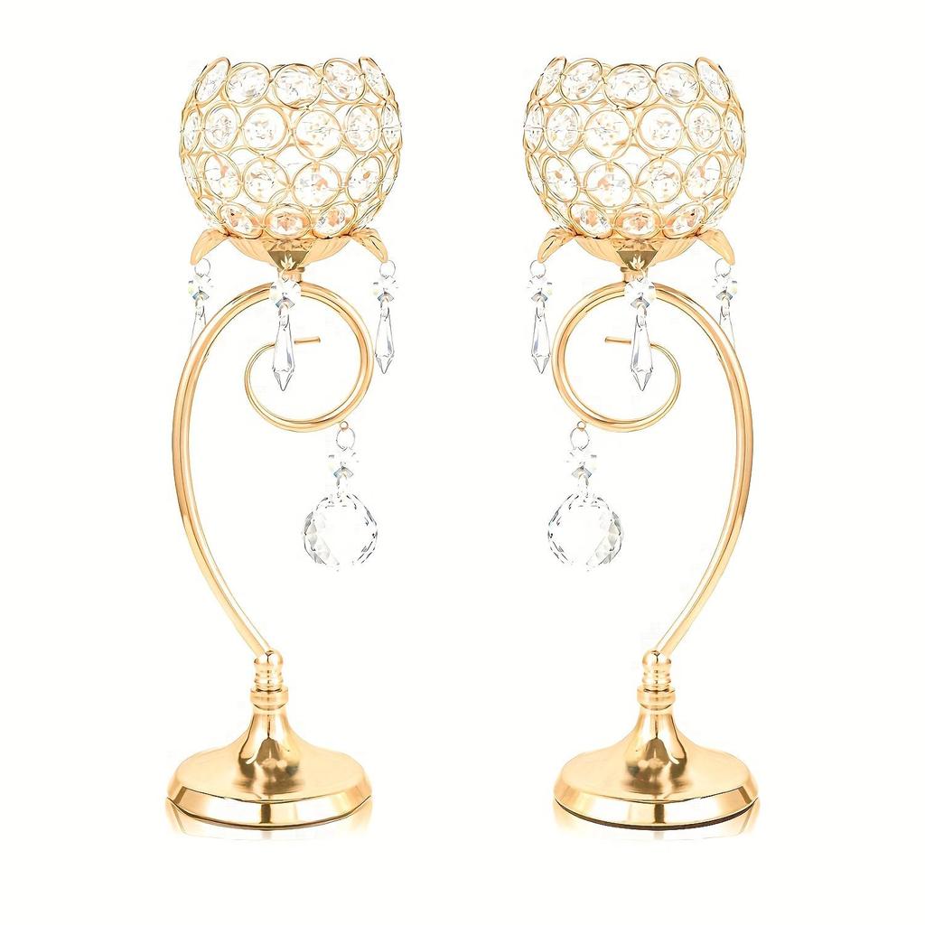 European Crystal Iron Art Candlestick - Wedding, Hotel, Living Room & Bedroom Decor