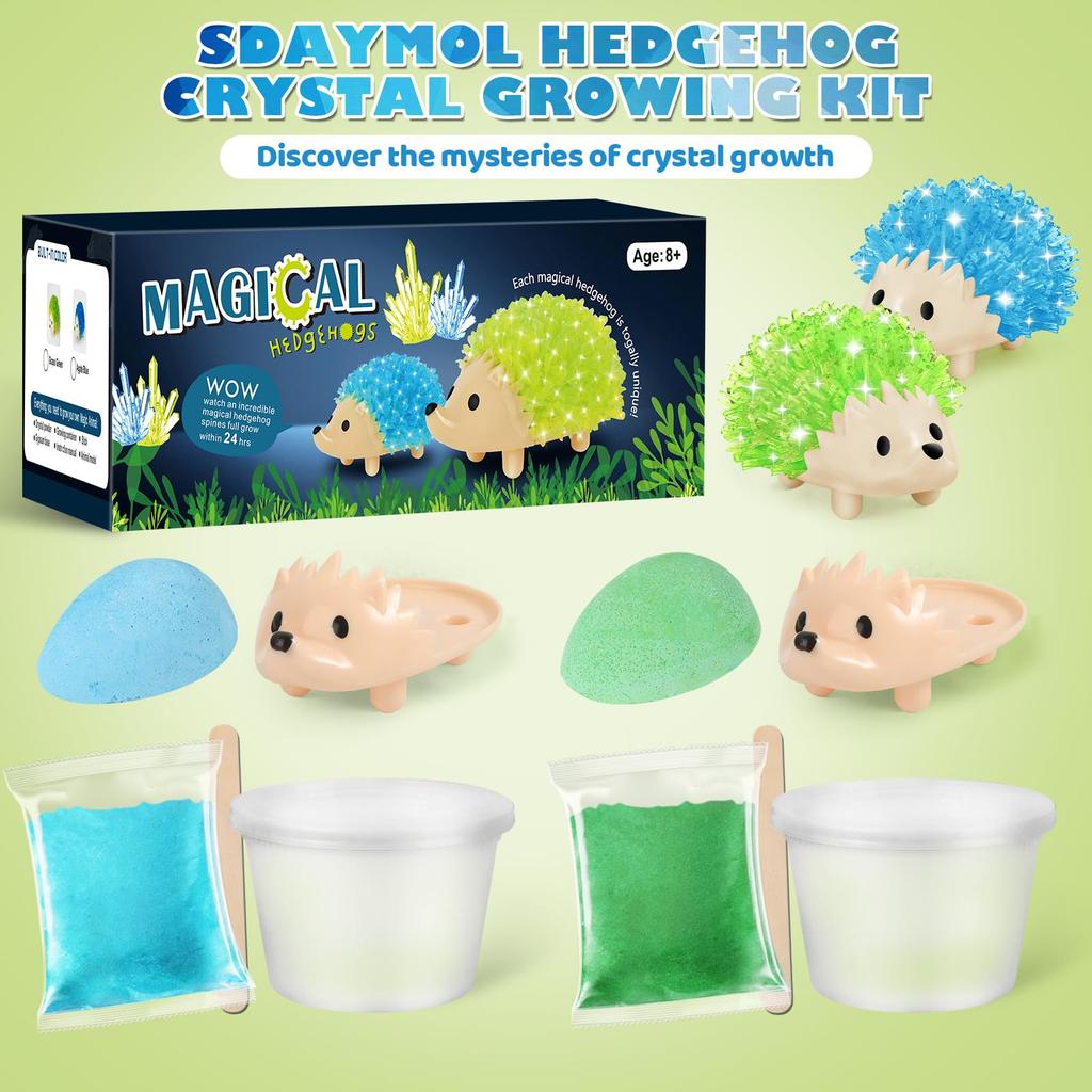sdaymol Crystal Growing Kit for Kids 2 Colors Grow from a Hedgehog Science Experiment Kids Crystal Science Kit for Teens STEM Gift for Boys Girls - &