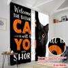 2pcs 2D flat printing Drapes Black Cat Bathroom Sign 100% Polyester Without Electricity 0 for Festive Portraits and Party