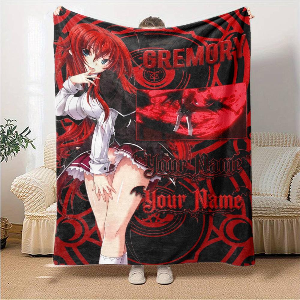 Name Custom Rias Gremory Print Flannel Blanket High Quality Warm Comfortable Cover for All Seasons Perfect for Gifts Home Decor