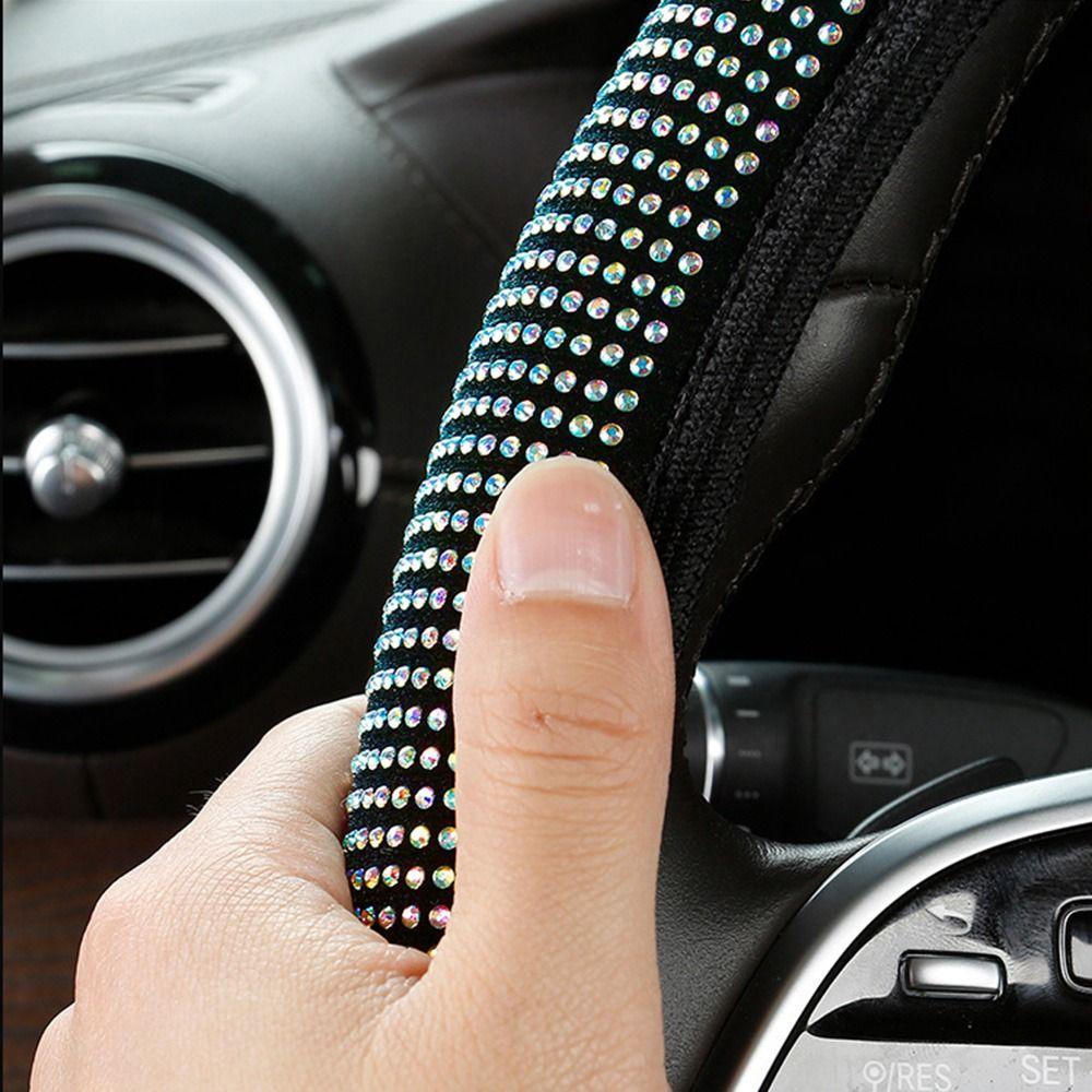 Elastic Bling Steering Wheel Cover Rhinestone Auto Steering Wheel Wrap  Car Accessories