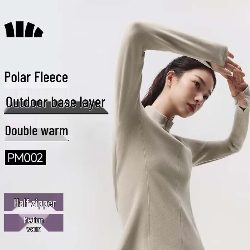 Beneunder Women s High-Elastic Fleece Half-Zip Base Layer Top PM002 M